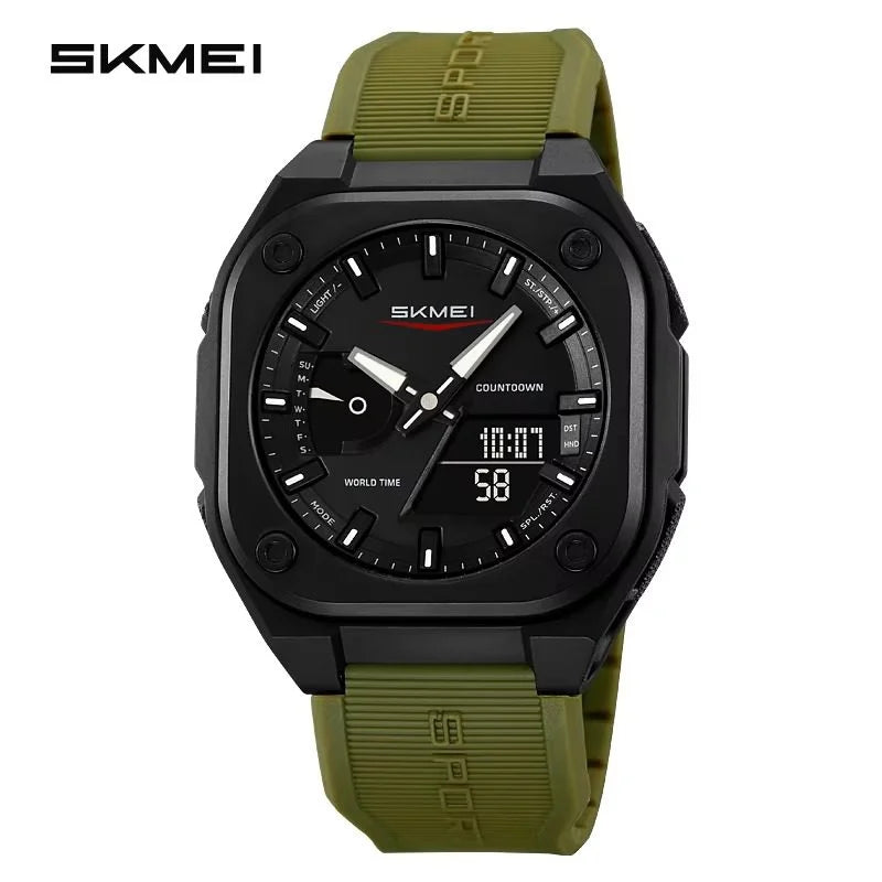 SKMEI Original Men's World Timer Watch – Premium Analog-Digital Sports Chronograph with Heavy-Duty Silicone Strap - Image 2