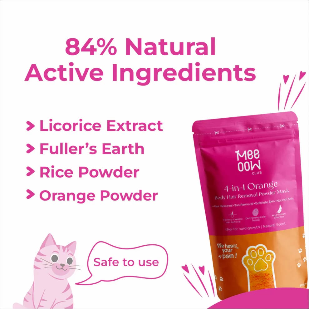 Meeoow Club 10 Minute Painless Body Wax Orange Hair Removal Powder for Women - Image 3