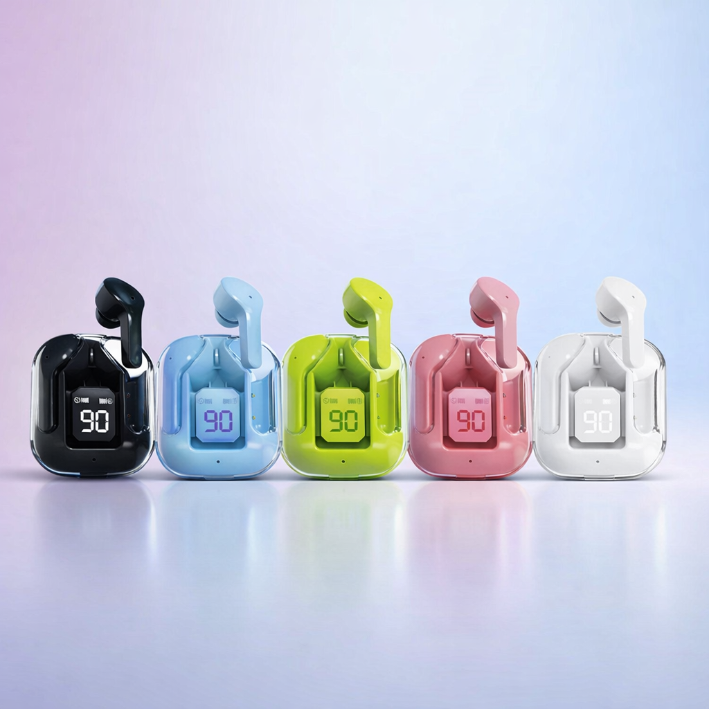 Air31 TWS Wireless Earbuds – Crystal Clear Transparent Shell Earphones with LED Digital Power Display and Bluetooth V5.3 - Random Color - Image 3