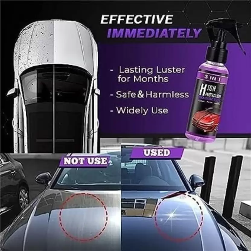 3 in 1 High Protection Quick Car Coating Spray, Ceramic Car Coating Spray Crystal Coating for Car Wax Spray Plastic Parts Refurbish Agent Car Hand Spray (100 ml) - Image 4