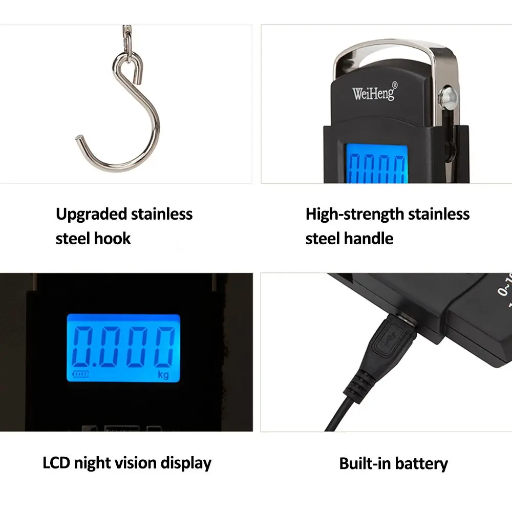 50kg Digital LED Screen Luggage Weight Scale Luggage Weighing Machine Digital Weighing Machine For Luggage Scale Heavy Duty Portable (50kg110lb) Black - Image 4