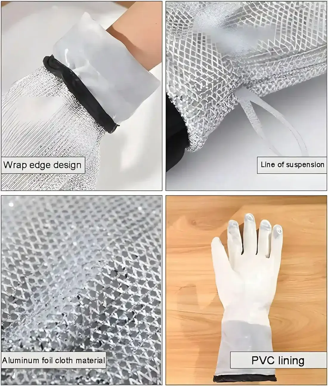 Title: Heavy-Duty Silver Heat-Resistant Oven Mitts – Professional Grade Kitchen Safety (Pair) - Image 5