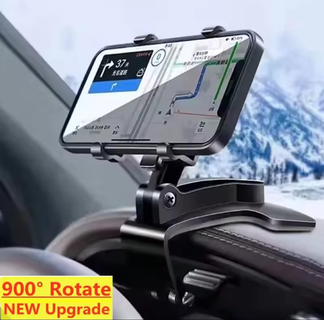 Dashboard Car Phone Holder ABS – 360° Rotatable Mobile Phone Sun Visor & Rear View Mirror Mount Support for Smartphones - Image 3