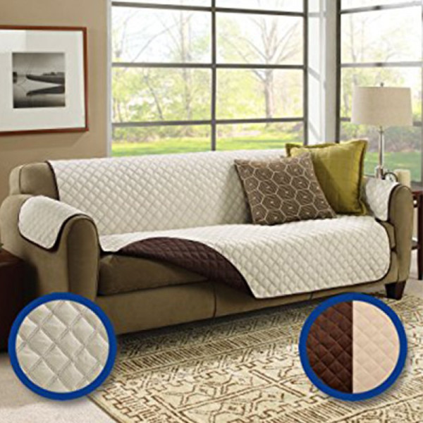Reversible Washable Double Sofa Cover Coat - Brown - Image 5