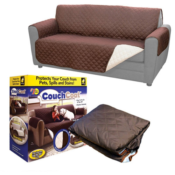 Reversible Washable Double Sofa Cover Coat - Brown - Image 4