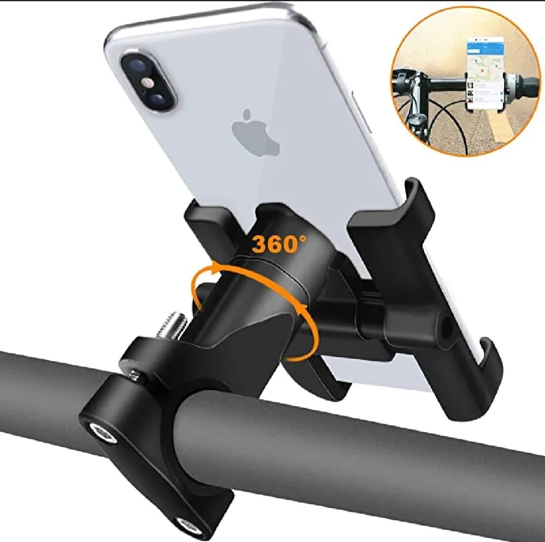 Aluminum Alloy Bike & Motorcycle Handlebar Phone Holder | Universal Mobile Stand Mount Bracket (Metal Body) - Image 5