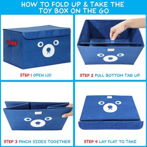 1 Pc Panda Design Folding Storage Bins Quilt Basket Kid Toys Organizer Storage Boxes Cabinet Wardrobe Storage Bag (random Color) - Image 6