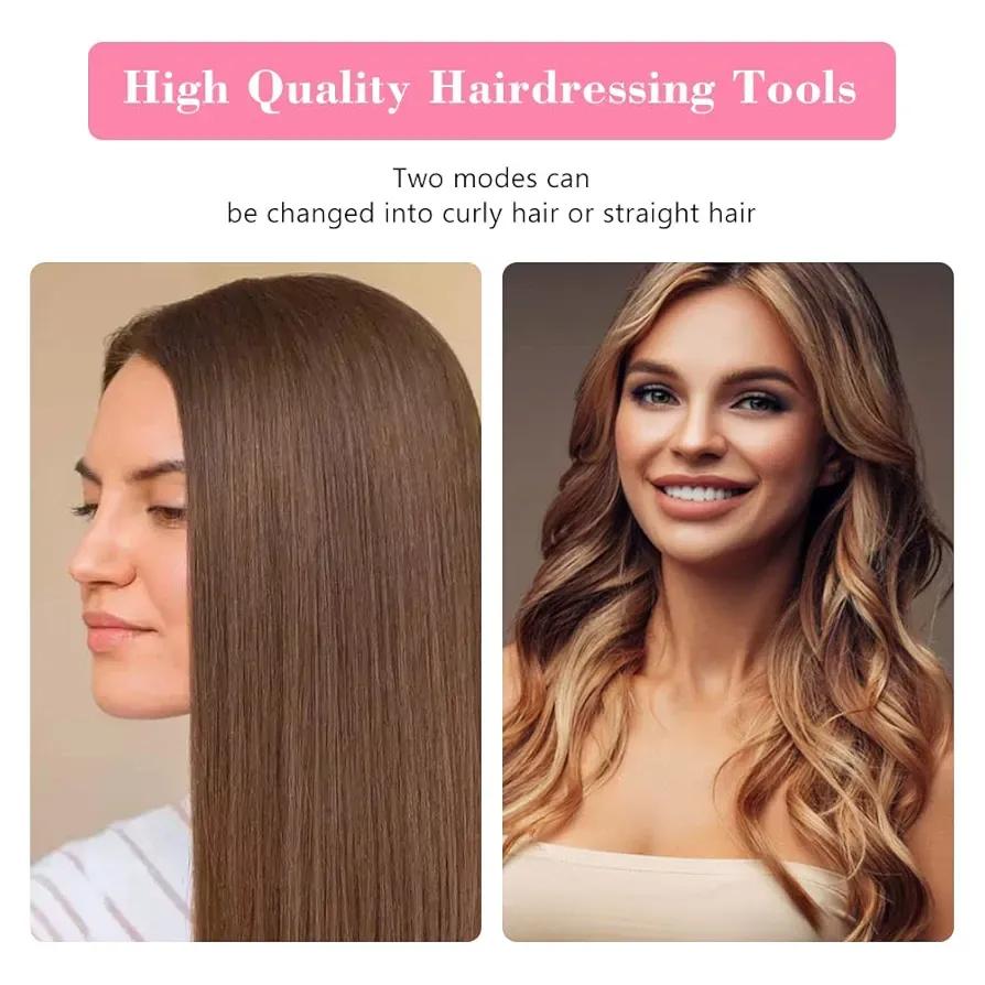 2-in-1 Mini Hair Straightener & Curler – Portable Thermostatic Ceramic Flat Iron for Dry & Wet Hair Styling - Random Color - Image 4