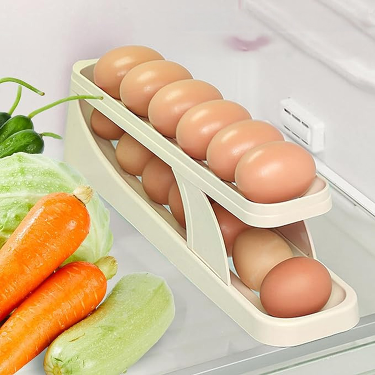 15-Egg Storage Box with Rolling Design & Sliding Rail for Refrigerator - Image 2
