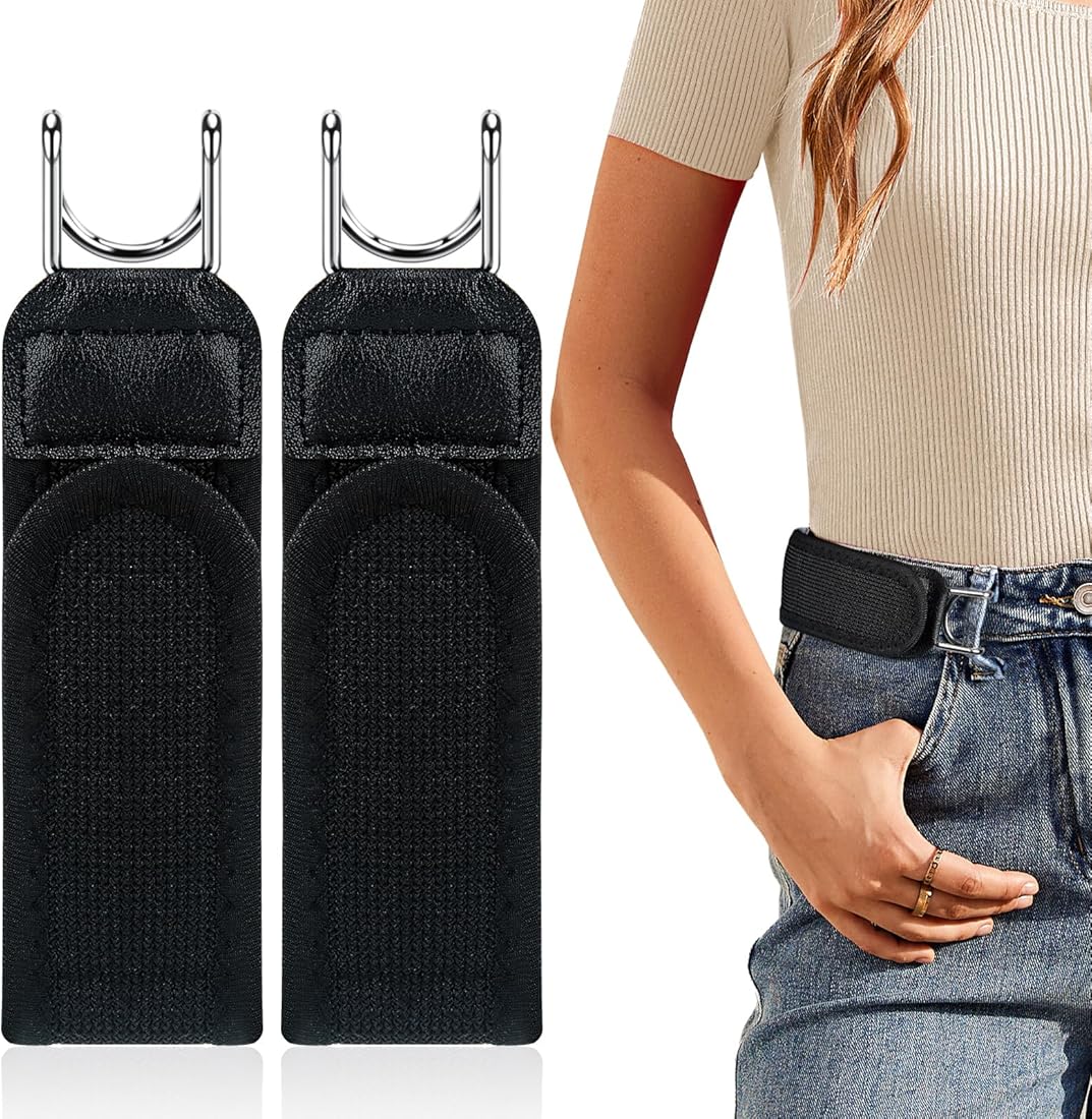 Adjustable Buckleless Elastic Waist Belt With Metal Hooks For Jeans, Dress Pants And Casual Wear - Image 5