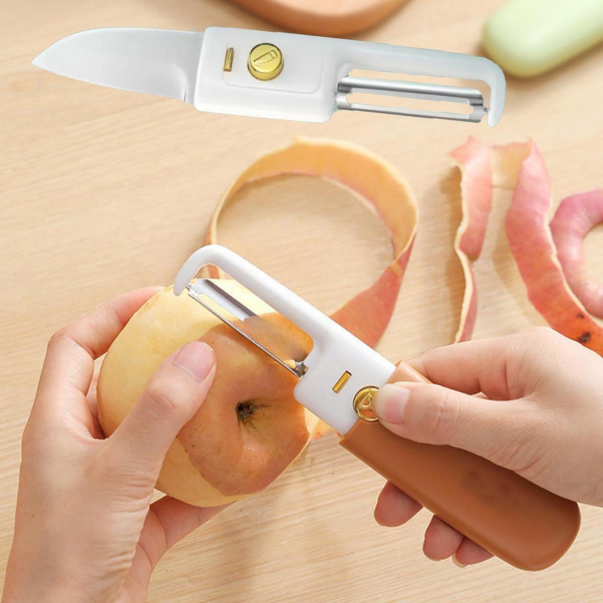 Stainless Steel 2 in 1 Fruit cutting Knife with Peeler For Peeling and Cutting (Random Color)