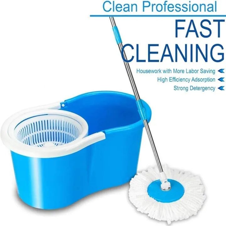 360° Rotating Spin Mop with Bucket - 2 Microfiber Cloth Refill Included (Extendable and Retractable) - Image 3