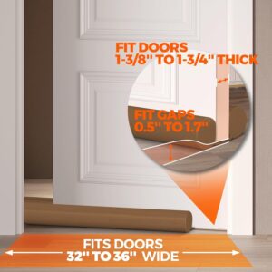 Two-Sided Door Draft Stopper (Pack of 4) Weather Stripping Window Breeze Blocker Adjustable Door Sweeps, Dark Brown (38 inches)