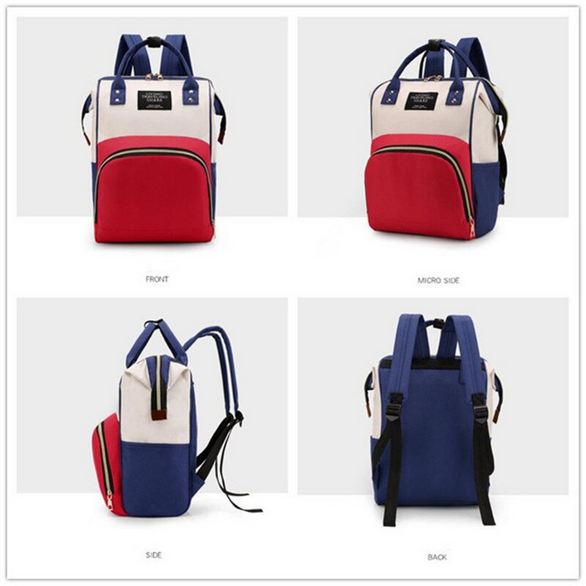 Large Capacity Mummy Bag Multi-function Waterproof Outdoor Women Backpack Nursing Bag for Baby Care - Blue - Image 3
