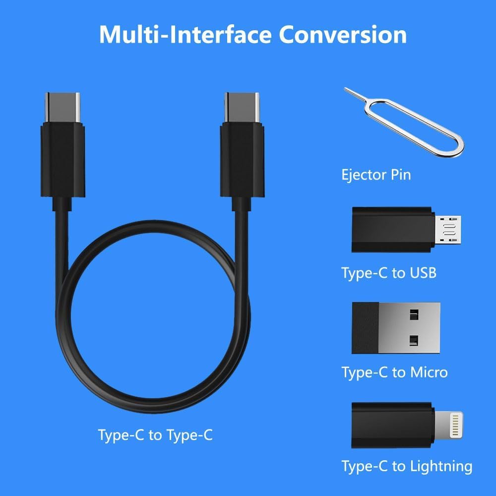 5 In 1 Multifunctional Data Cable Set 60W Fast Charging Universal Charging Pins Durable Portable Charger Cable Kit - Image 8