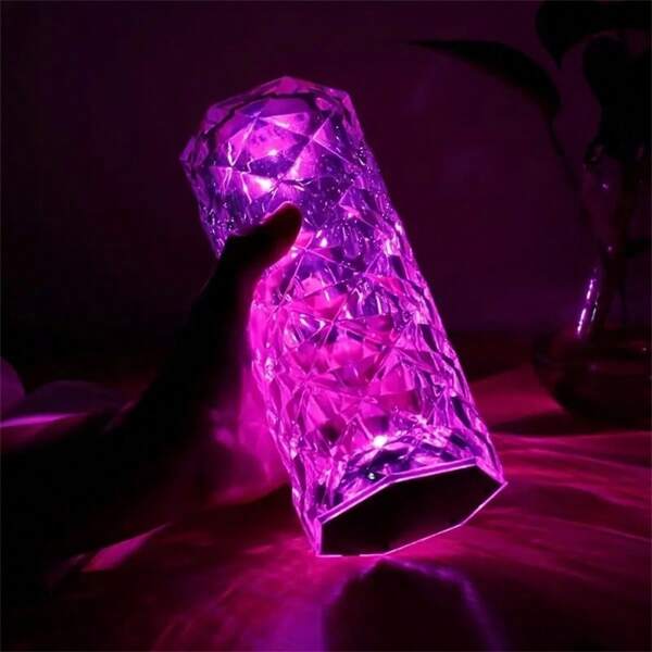16 Colors Crystal Lamp With Remote | RGB Rose Diamond Table Lamp Rechargeable | Diamond Crystal LED Light Lamp - Image 5