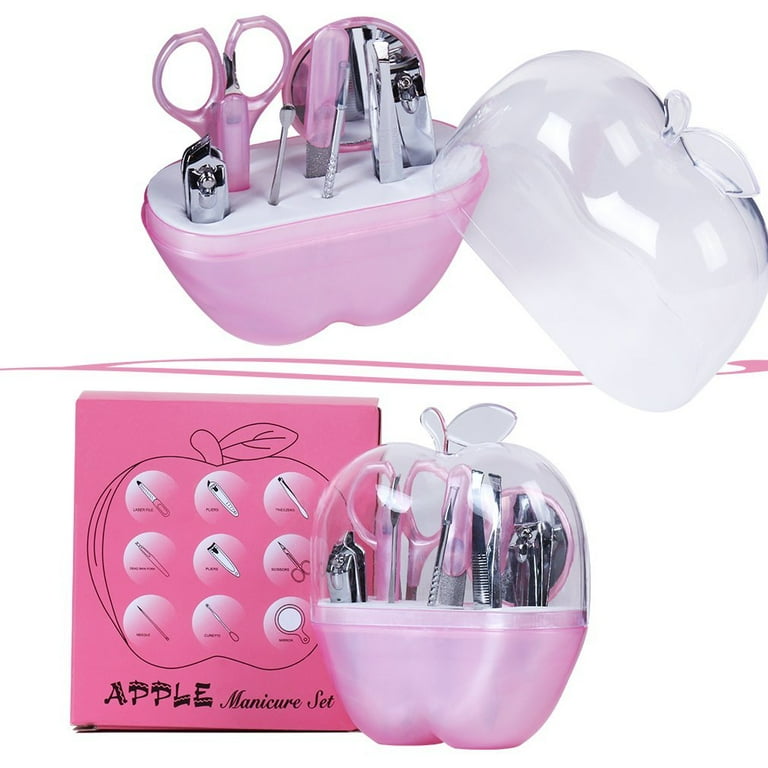 8 Pcs Apple Manicure Set ABS Plastic Mani Pedi Kit | Pink Colour - Image 6