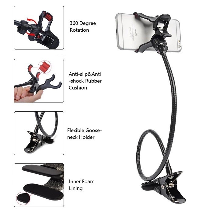 High Quality Mobile Phone Stand | 360° Rotating Flexible Holder | Powerful Grip Bedside Lazy Snake Stand | Random Colour - Image 3