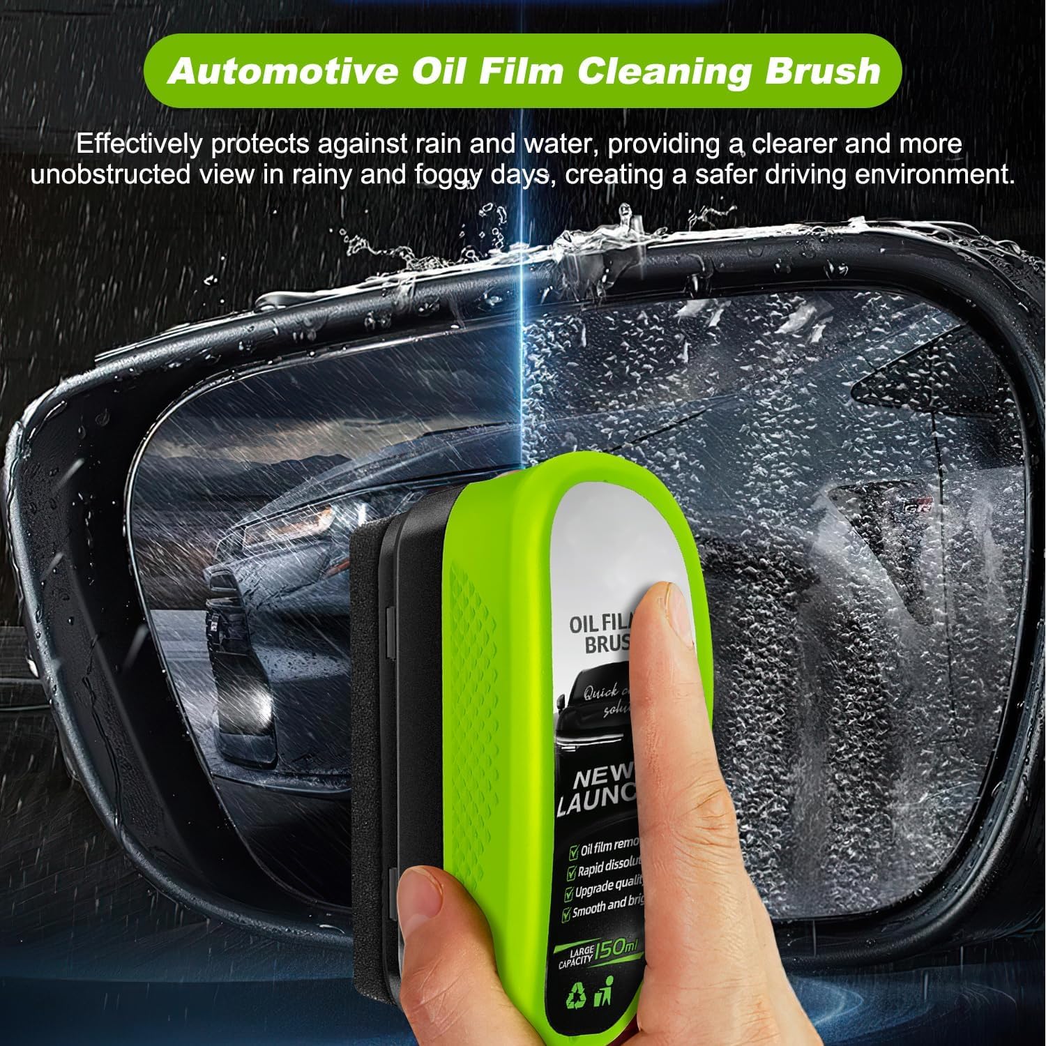 Universal Glass Cleaner,clear Vision Car Glass Oil Film Cleaner Brush For Windshield | Bottle also Included