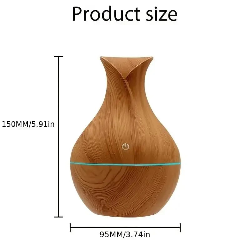 MMTS Mini Ultrasonic USB Wood Grain Air Humidifier with LED Night Light - Image 3