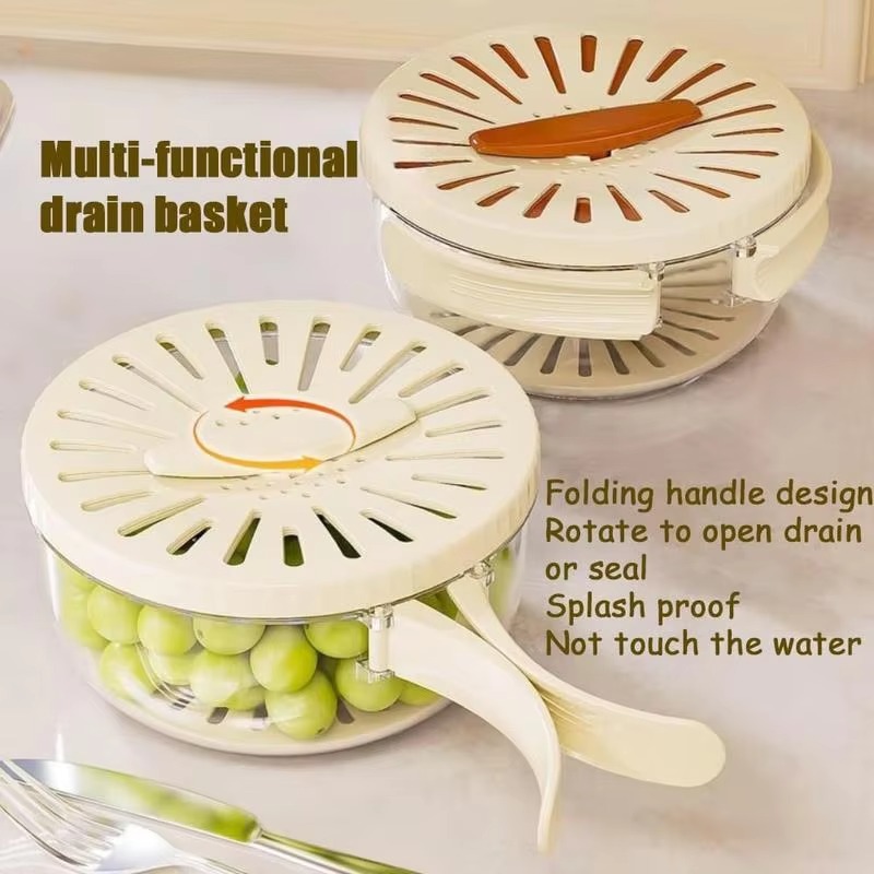 Multi-Functional Vegetable & Fruit Cleaning Basket | Folding Drainage & Storage Box | Fresh-Keeping Kitchen Filter Container - Image 8