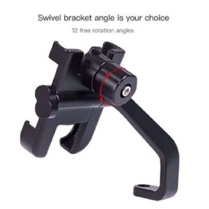 C2 Universal Aluminum Motorcycle Phone Holder – 360° Adjustable Handlebar Mount Stand for Secure Mobile Grip