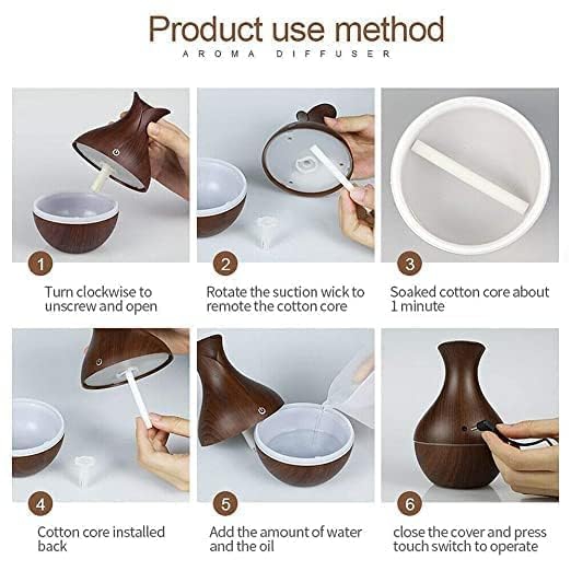 MMTS Mini Ultrasonic USB Wood Grain Air Humidifier with LED Night Light - Image 6
