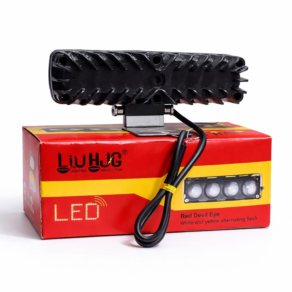 4 Lens Flasher Fog Light 40W – Dual Color White & Yellow LED Strobe Light for Bike & Car (DC 9V–80V) | Pack of 1 - Image 5