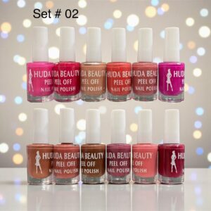Huda Beauty Peel Off Nail Polish Set Pack of 6 Full Size Long Lasting Multi Color Collection