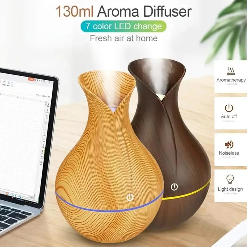MMTS Mini Ultrasonic USB Wood Grain Air Humidifier with LED Night Light - Image 4