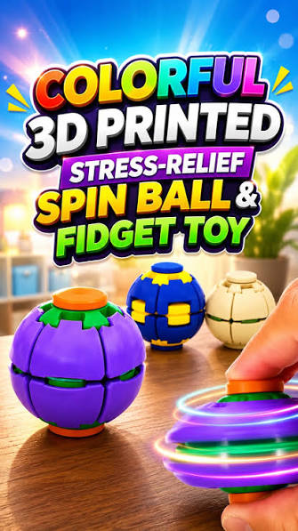Rotatable 3D Printed Fidget Spinner Ball Push Pop Finger Gyro Sphere Hard Plastic Stress Relief Sensory Desk Toy (Random Color) - Image 4