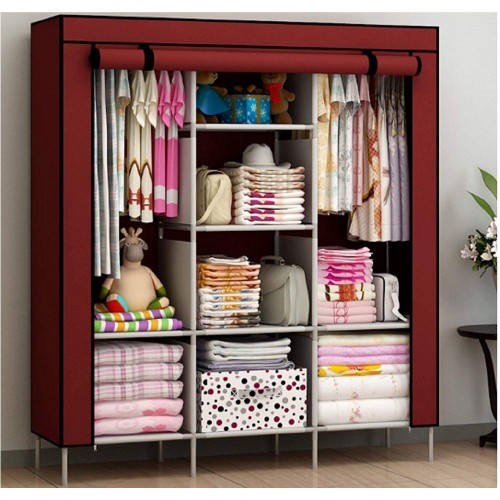 3 Door Fancy & Portable Foldable Closet Wardrobe Storage Organizer with Shelves Foe Multi Purpose - Image 4