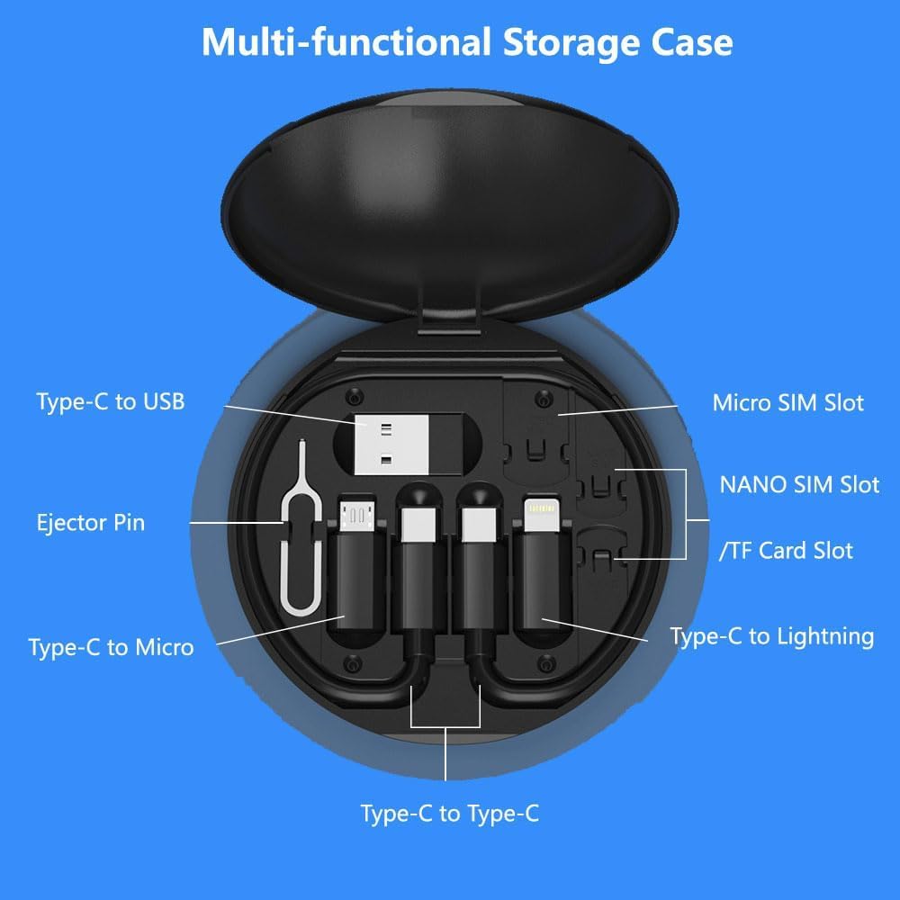 5 In 1 Multifunctional Data Cable Set 60W Fast Charging Universal Charging Pins Durable Portable Charger Cable Kit - Image 4