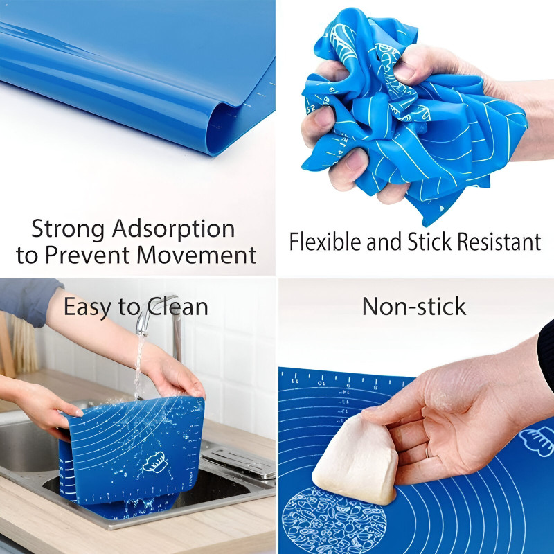 Silicone Roti Mat | Large Size 50x40cm Silicon Roti Mat For Kitchen | Non-stick Baking Mat Kneading Dough Pad (Random Color) - Image 5