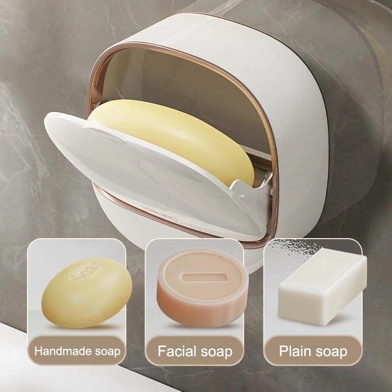 Wall Mounted Light Luxury Soap Holder with Drain - Punch Free Laundry Soap Box - Image 2