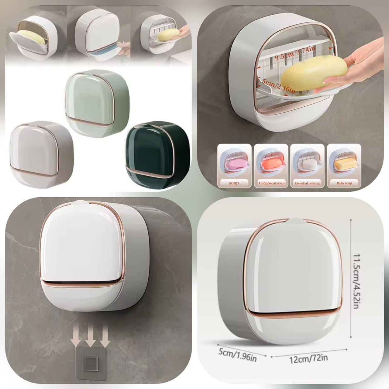 Wall Mounted Light Luxury Soap Holder with Drain - Punch Free Laundry Soap Box - Image 4