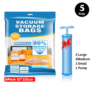 5Pcs Vacuum Seal Storage Bags With Pump | Travel Household Space Saver Storage Bag | Vacuum Bags