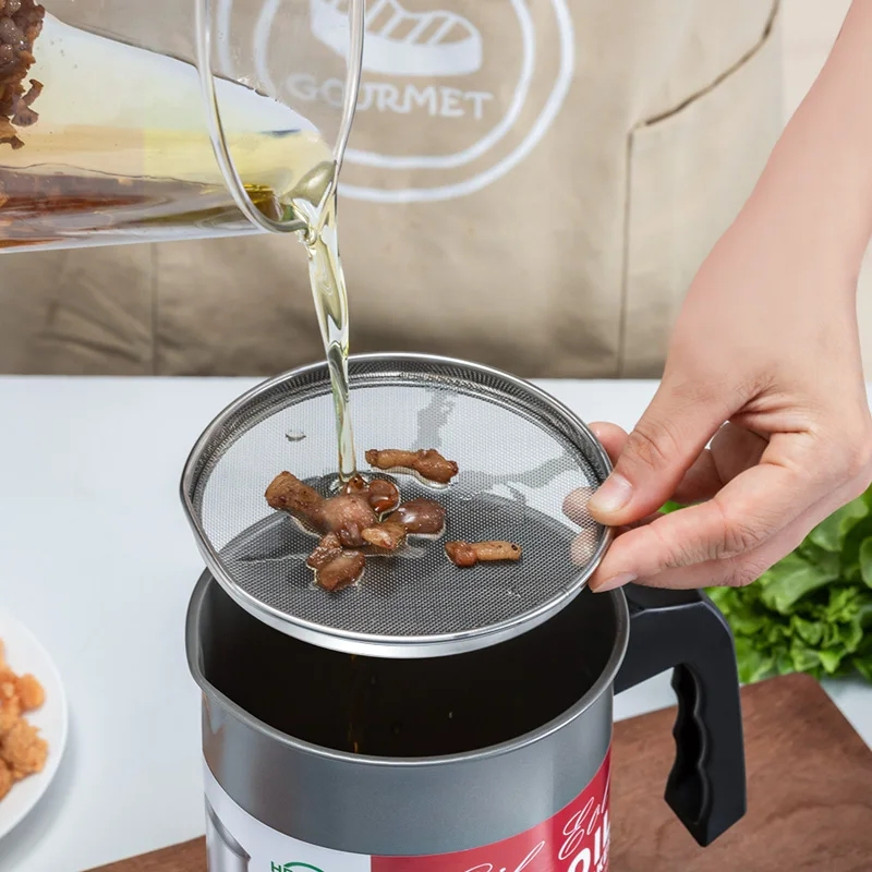Oil Filter Pot 1.4L | Oil Strainer For Kitchen | Oil Container Pot Filter 1.4 Liter (Without Box) - Image 3