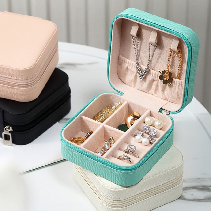 Leather Jewelry Storage Box & Cosmetics Organizer (Random Color) - Image 7