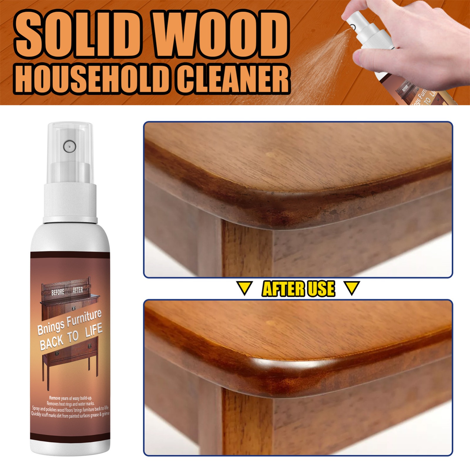 250ML Natural Micro-molecular Spray – Multipurpose Beeswax Furniture Polish Spray For Wood Polish Furniture Care Bee Wax Spray Essential Oil Wax