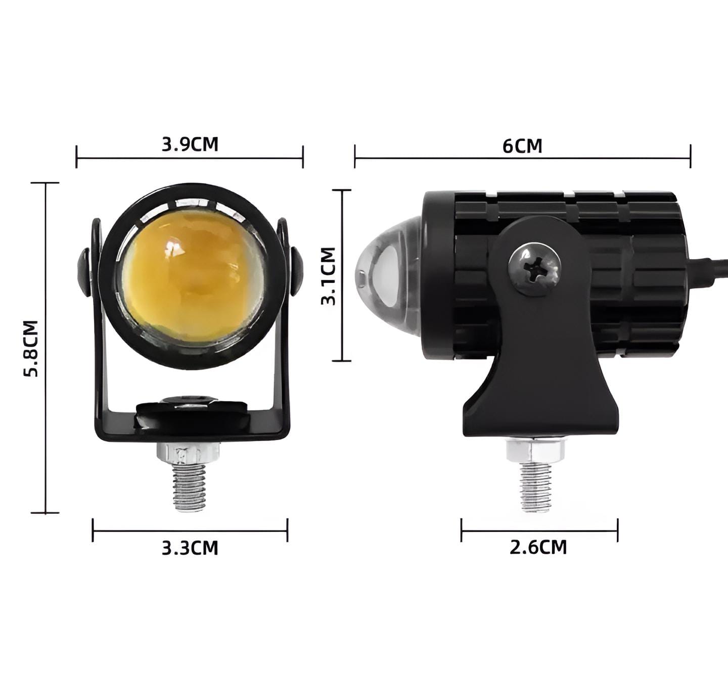 (2pcs) New Mini Driving Fog Light for All Motorcycle, Cars, Jeep(2pcs) Dual Function White-Yellow Lens Projectors Auxiliary Light 20w free button - Image 4