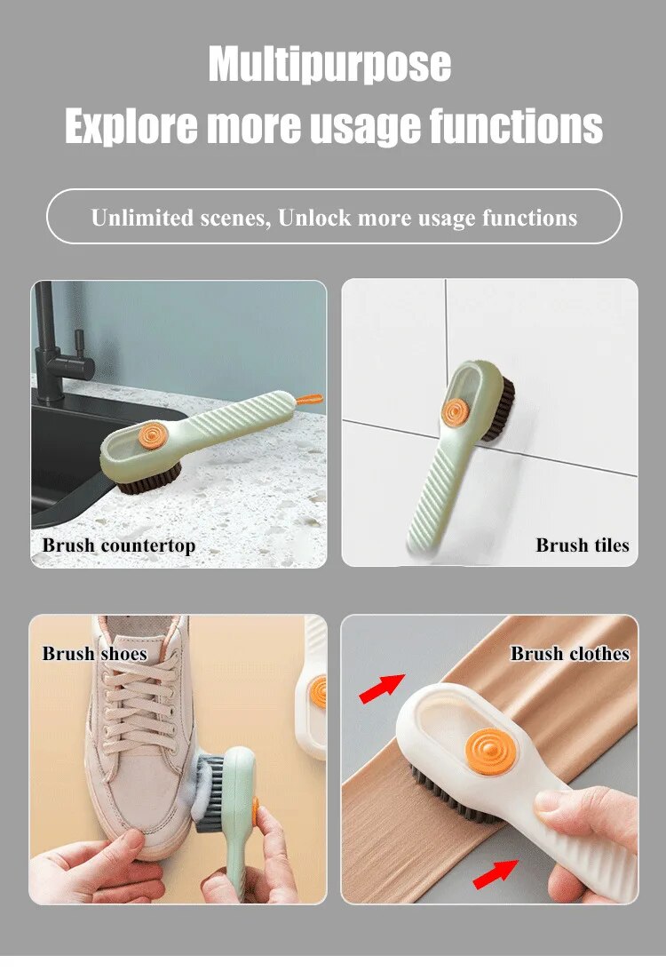 Multi-purpose Shoe Brush Soft Bristle Automatic Liquid Long Handle Cleaning Brush Clothes Board Brush Household Cleaning Tools(random color) - Image 6