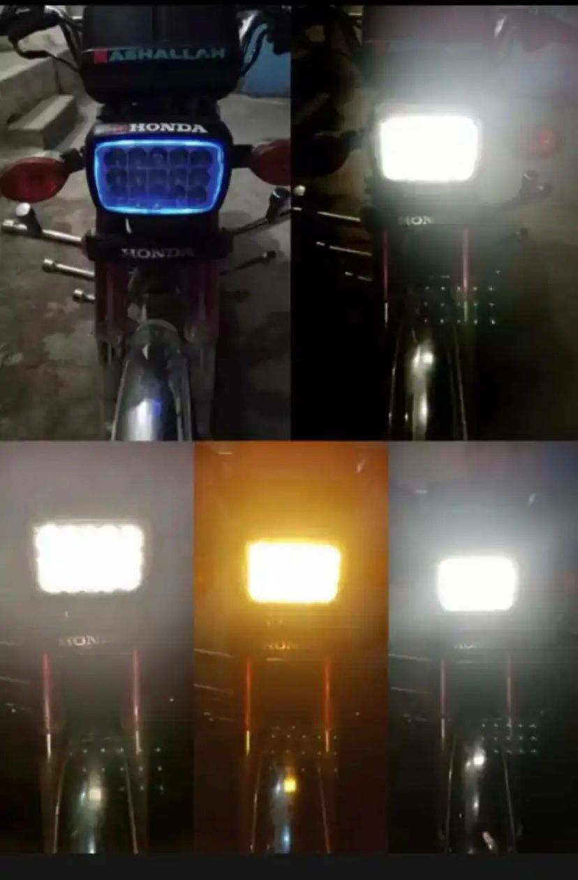 5 function led headlight 15 led white and Fog light high beam 15 led fog bike headlight for 70 & 125/All functions led light - Image 3