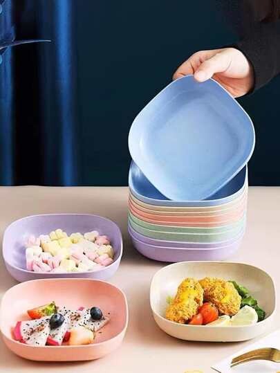 10Pcs Multi-function Eco-Friendly Colored Plastic Bone Dish Household 6 Inch Small Plate Small Dish Snack Cake Plate Table Garbage Plate Kitchen Accessories (Random Colours) - Image 6