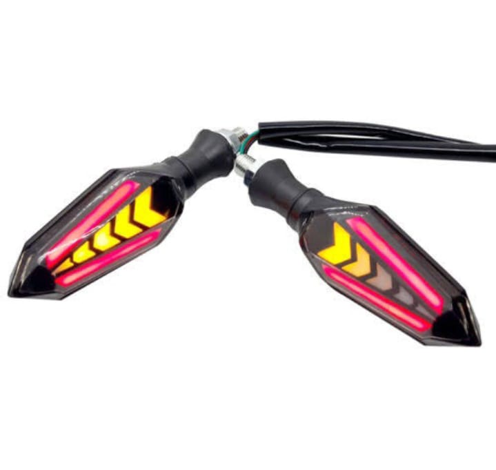 Bike Indicator Slide Arrow Running Style With Lava DRL Red - Yellow 2 Pcs Set - Image 3