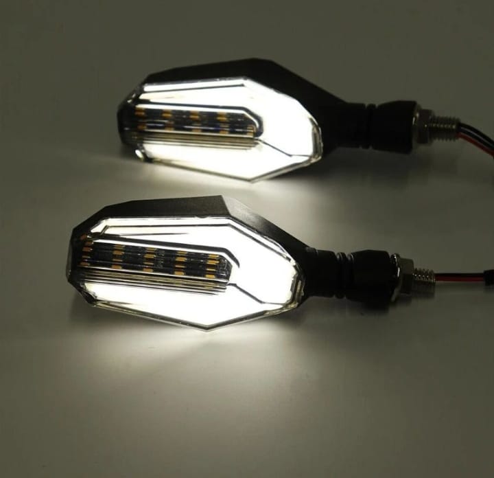 2Pcs Motorbike Universal LED Indicator With DRL And Yellow Parking Light For all bikes (Random Color) - Image 5