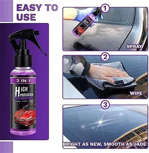 3 in 1 High Protection Quick Car Coating Spray, Ceramic Car Coating Spray Crystal Coating for Car Wax Spray Plastic Parts Refurbish Agent Car Hand Spray (100 ml) - Image 8