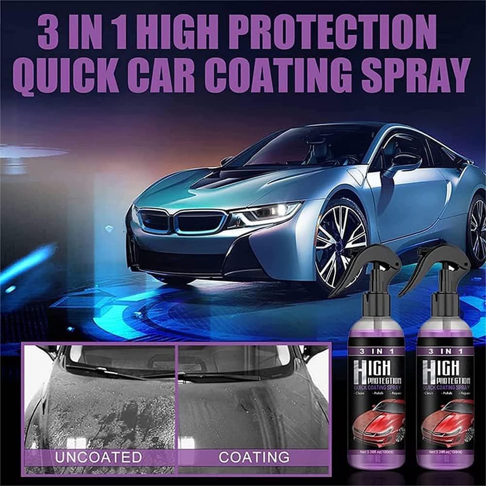 3 in 1 High Protection Quick Car Coating Spray, Ceramic Car Coating Spray Crystal Coating for Car Wax Spray Plastic Parts Refurbish Agent Car Hand Spray (100 ml) - Image 6