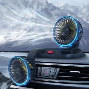 12v Car Dashboard cooling fan, dual head fan 360 degree rotation Fan for Cars