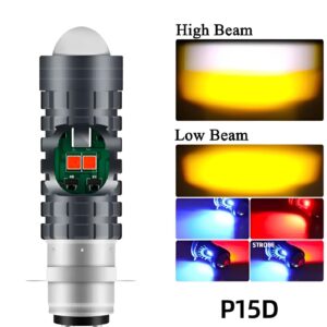 Bike LED Headlight Bulb with 5 Function- Police Light Red, Blue White and Yellow Light with Police Flasher CD70 CG125 Motor bike